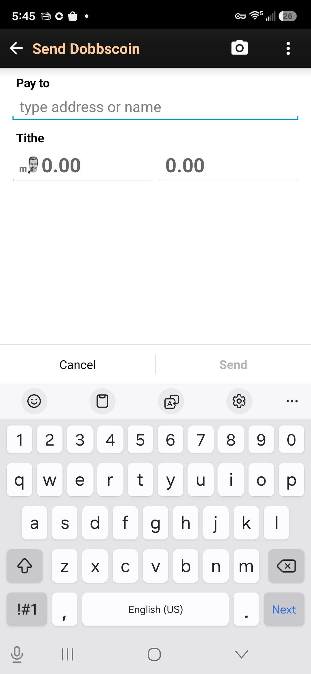 Sending Dobbscoin